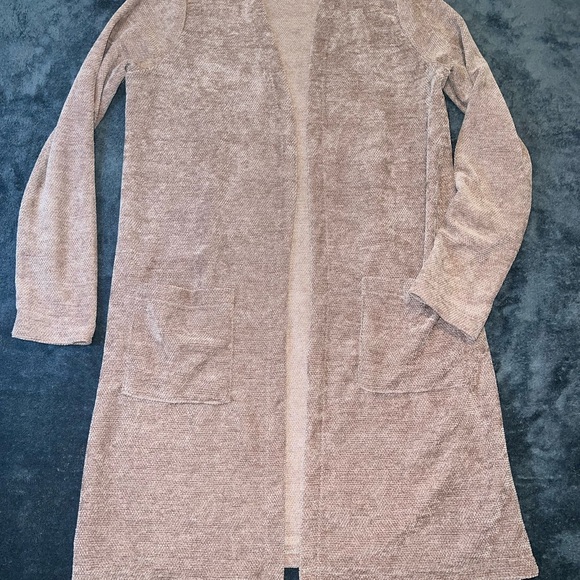 White Birch Tan Long Cardigan Sweater Womens Medium Soft Cozy Everyday Lounge - Picture 1 of 6